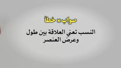 النسب تعني العلاقة بين طول وعرض العنصر صواب خطأ