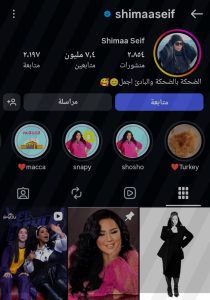 حساب شيماء سيف على إنستقرام