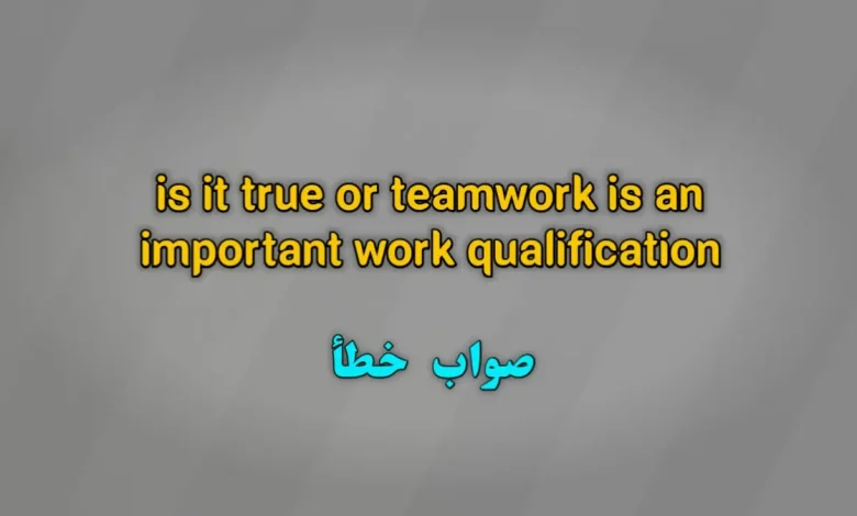 is it true or teamwork is an important work qualification صواب خطأ