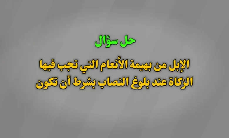الإبل من بهيمة الأنعام التي تجب فيها الزكاة عند بلوغ النصاب بشرط أن تكون؟