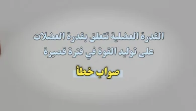 القدرة العضلية تتعلق بقدرة العضلات على توليد القوة في فترة قصيرة صواب خطأ