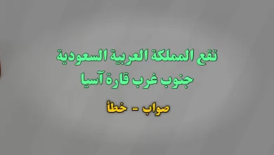 تقع المملكة العربية السعودية جنوب غرب قارة آسيا صواب خطأ