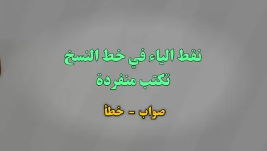 نقط الياء في خط النسخ تكتب منفردة. صواب خطأ