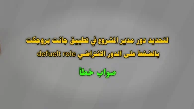 لتحديد دور مدير المشروع في تطبيق جانت بروجكت بالضغط على الدور الافتراضي defuelt role صواب خطأ